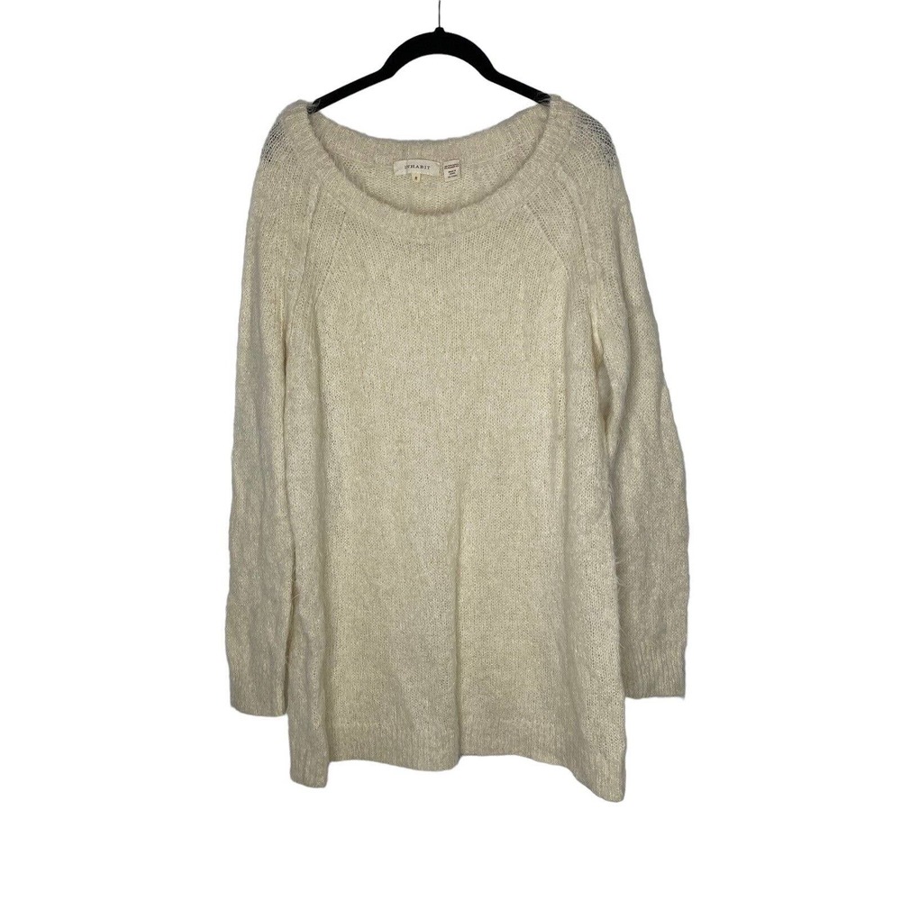 Inhabit Womens Alpaca Mulberry Silk Blend Sweater Size Medium Long Sleeve Cream